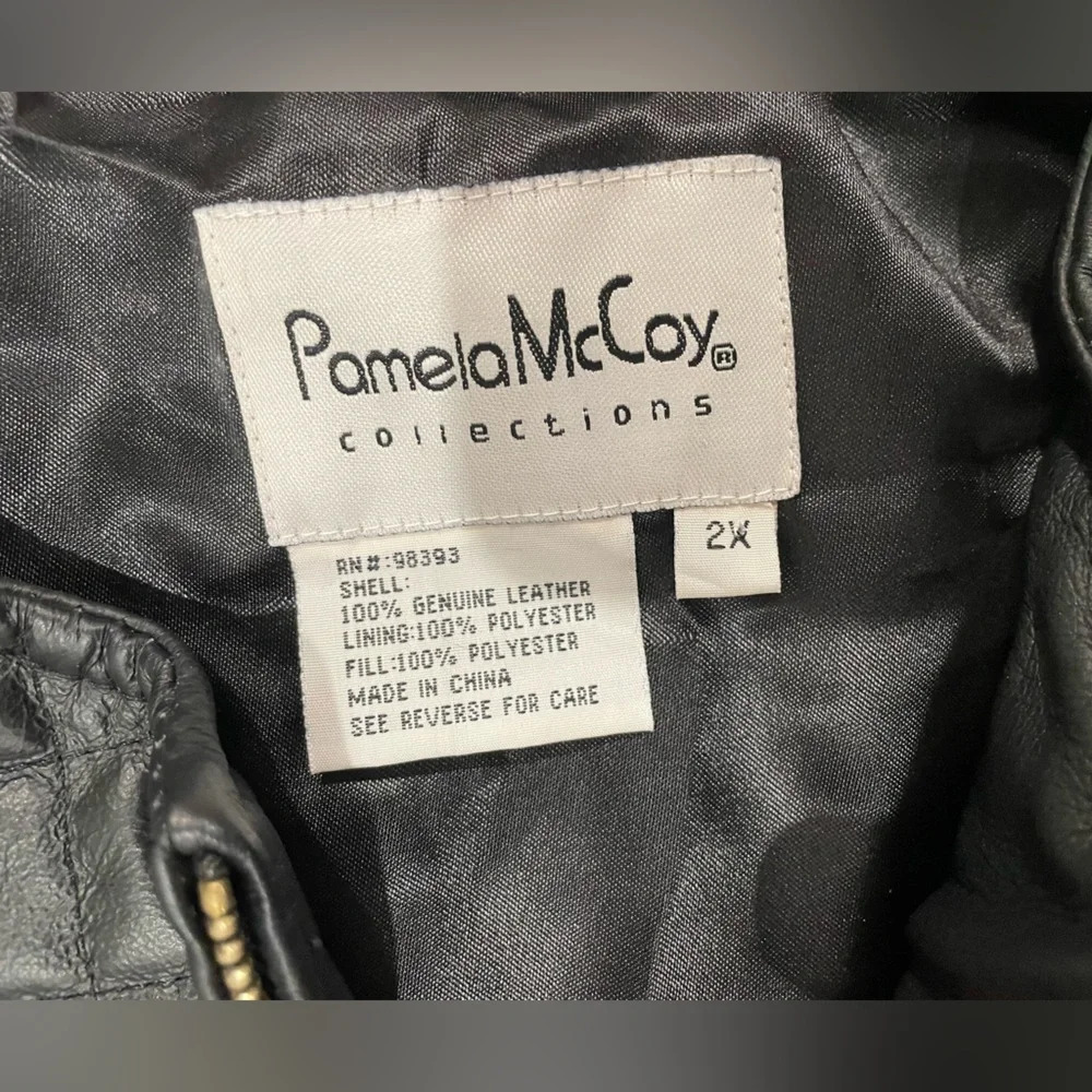 NWOT Pamela McCoy black quilted leather jacket. Size 2x. - Picture 15 of 16